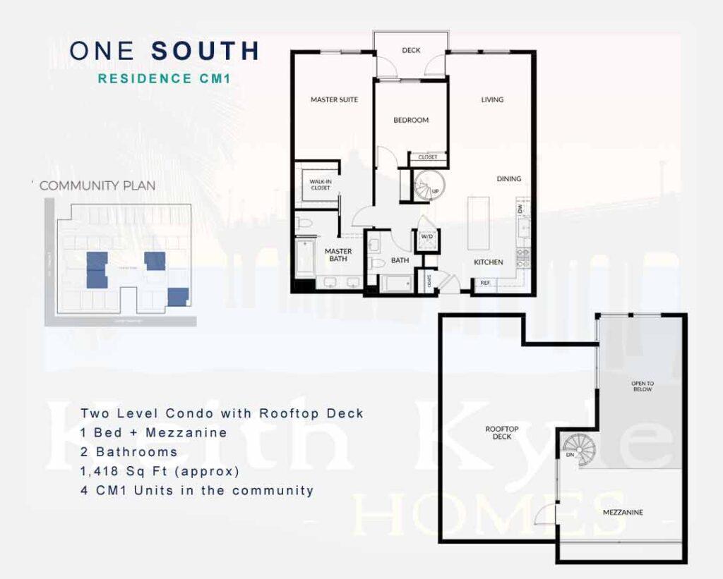 Residence CM1 condo floorplan at One South in Redondo Beach
