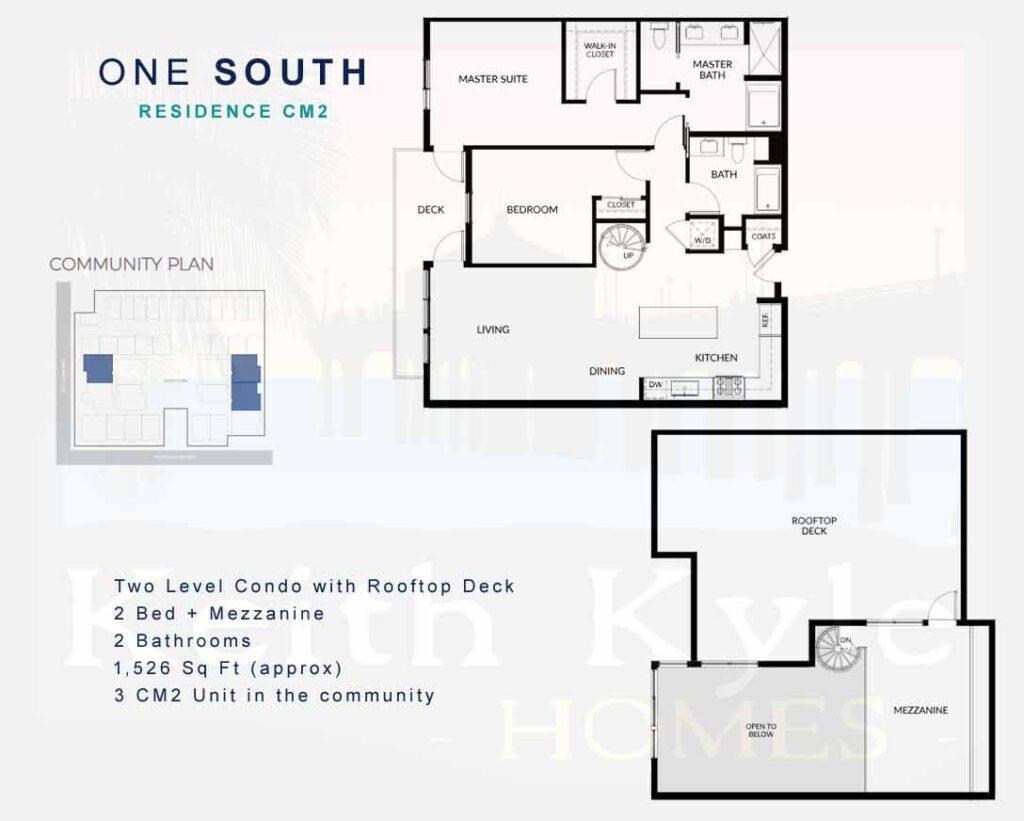 Residence CM2 condo floorplan at One South in Redondo Beach